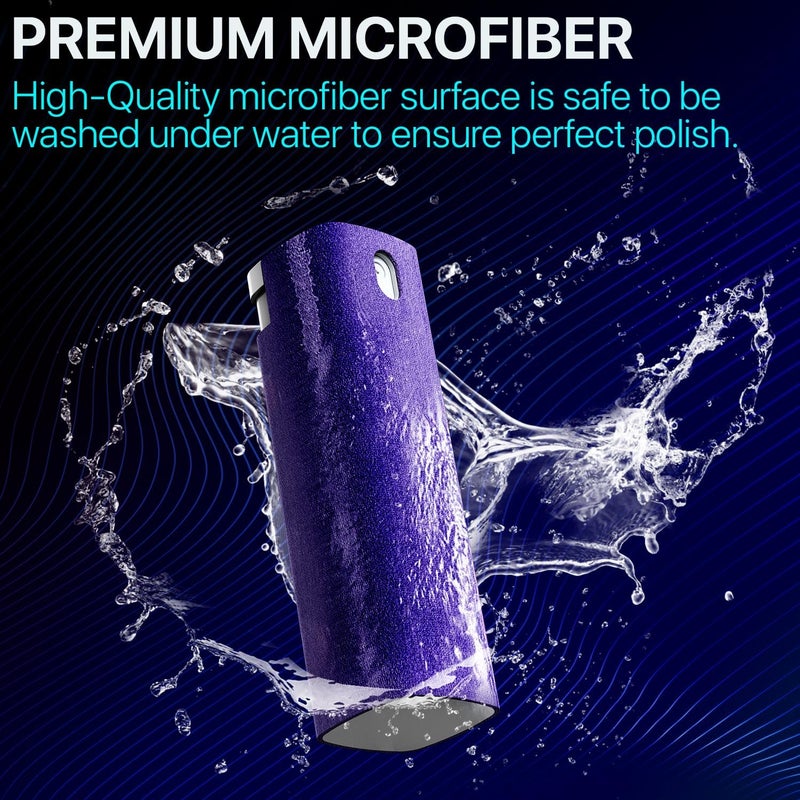 iO CLEAN Mini Screen Cleaner Spray – Finger Proof Screen Cleaner for Smartphones, iPads, MacBooks, Laptops, Car Screens, Touchscreens – 3in1 Mist Cleaner, Microfiber Cloth and Protective Cover -Purple - Image 5